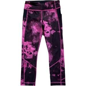 Lululemon Pace Rival Crop Full-On Luxtreme Blooming Pixie Black / Raspberry Sz 4